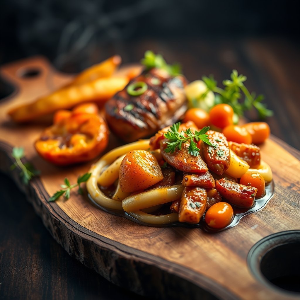 A finished, styled family dinner dish