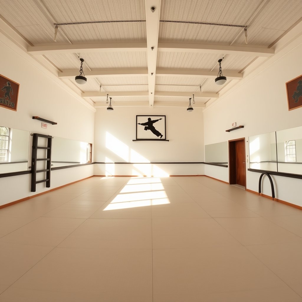 Wide view of the dojo interior